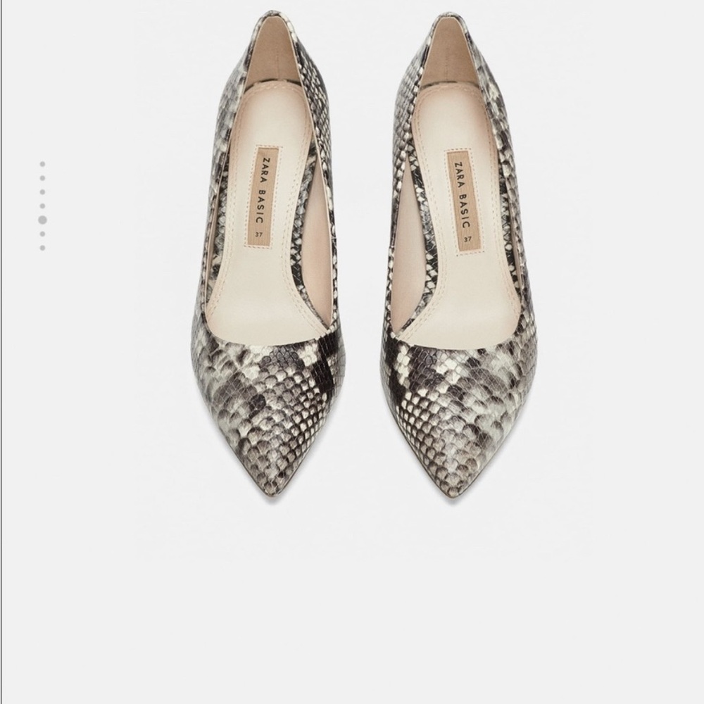 Zara Snakeskin Pattern Leather Heels - Black and Gray